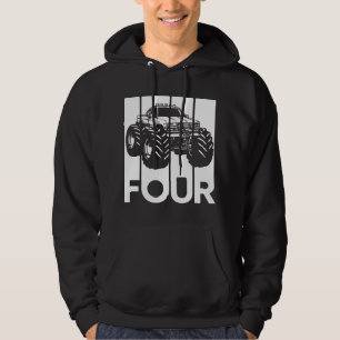 4th Birthday Gifts Four Vintage Monster Truck Men Hoodie