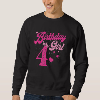 4th Birthday Girl Crown 4 Years Old Bday Sweatshirt