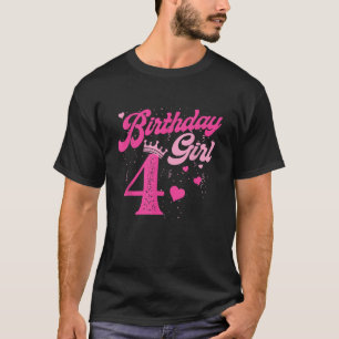4th Birthday Girl Crown 4 Years Old Bday T-Shirt