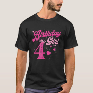 4th Birthday Girl Crown 4 Years Old Bday  T-Shirt