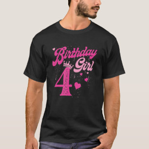 4th Birthday Girl Crown 4 Years Old Bday T-Shirt