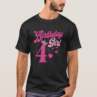 4th Birthday Girl Crown 4 Years Old Bday T-Shirt