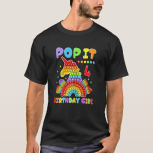 4th Birthday Girl Pop It Fidget Toy 4 Year Old Bir T-Shirt