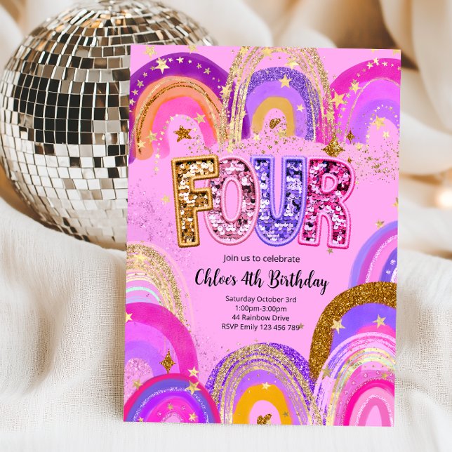 4th Birthday Girls Party Invitation (Creator Uploaded)