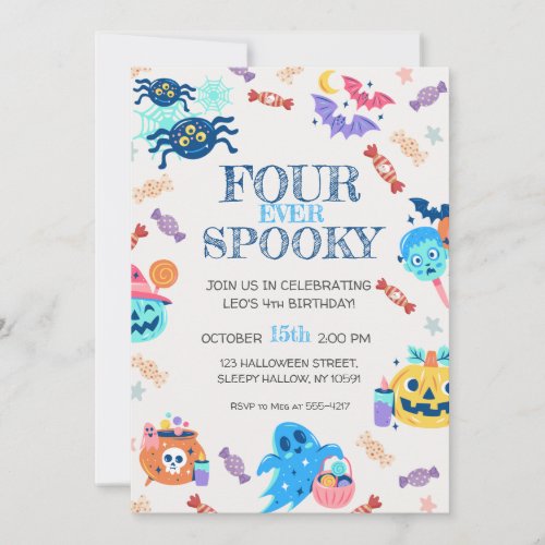 4th Birthday Halloween Party Invitation