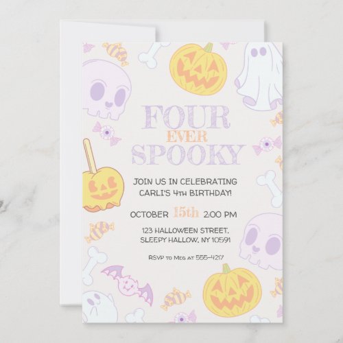 4th Birthday Halloween Party Invitation