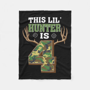 4th Birthday Hunting Deer 4 Year Old Hunter  Fleece Blanket
