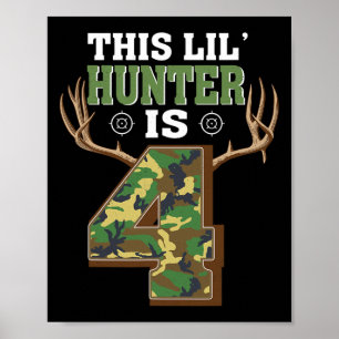 4th Birthday Hunting Deer 4 Year Old Hunter Poster