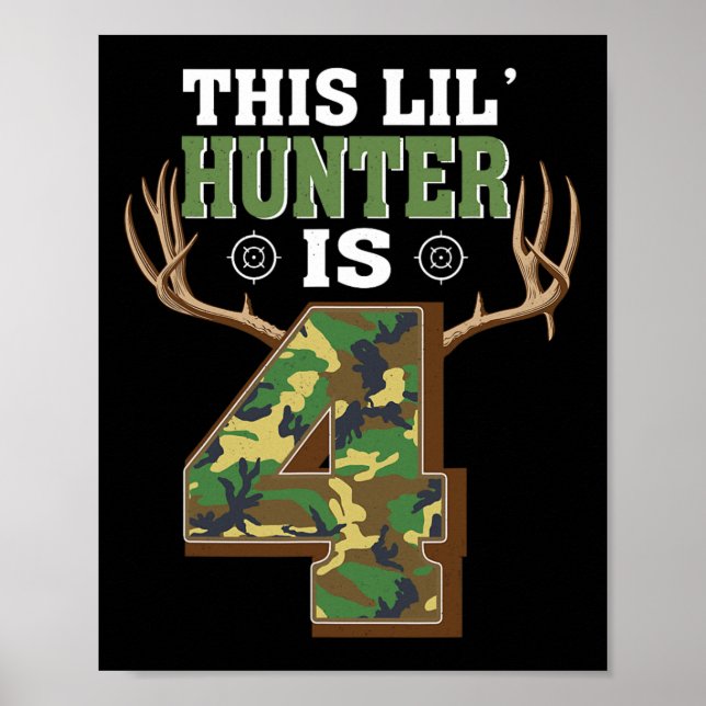 4th Birthday Hunting Deer 4 Year Old Hunter  Poster (Front)