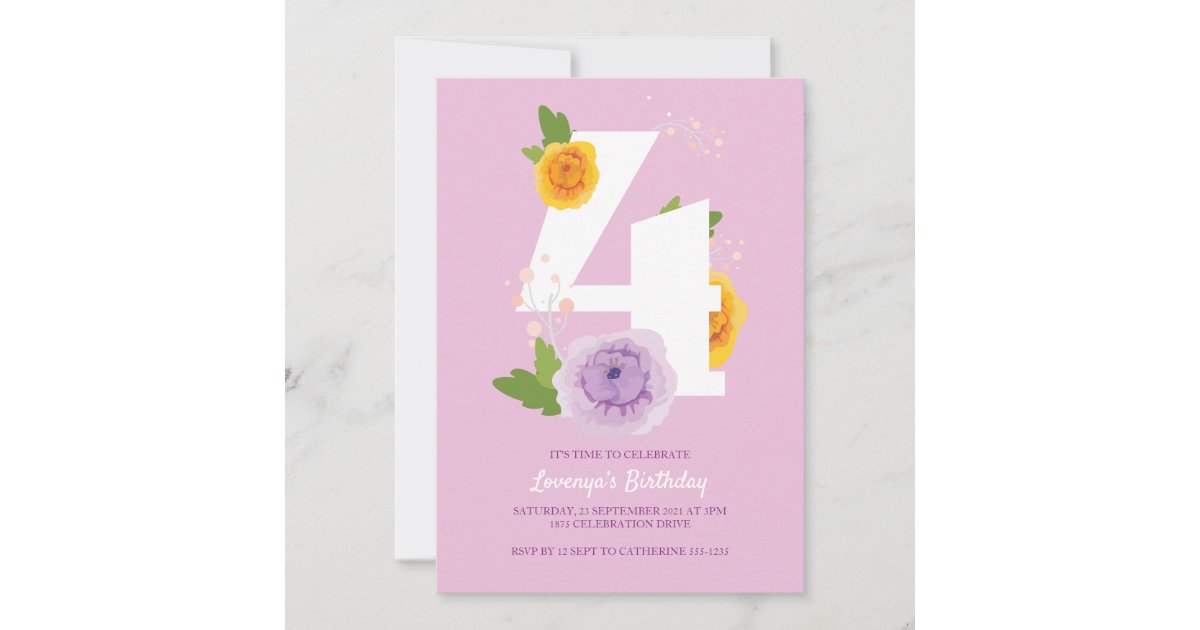 4th Birthday Invitation | Zazzle