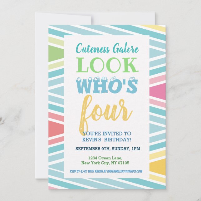 4th Birthday Invitation Sayings (Front)