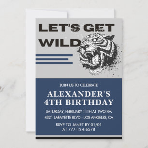 4th birthday invitations boy Party Let's Get Wild