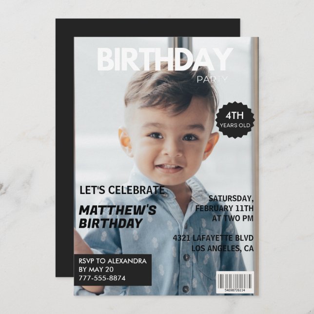 4th birthday invitations for him Magazine Cover (Front/Back)