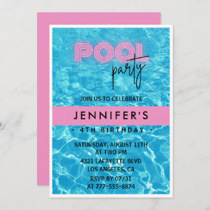4th birthday invitations Pool Party Summer