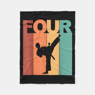 4th Birthday Karate Taekwondo Theme 4 Year Old Fleece Blanket