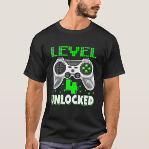 4Th Birthday Kid Four Years Old Level 4 Unlocked V T-Shirt