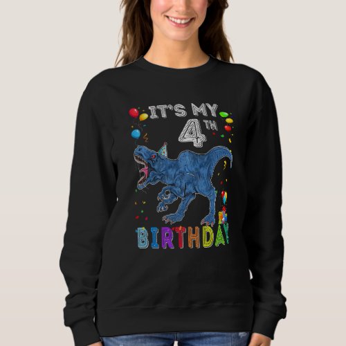 4th Birthday Kids Boys Dino Rex Dinosaur 4 Year Ol Sweatshirt