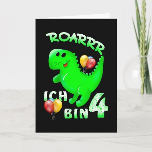 4th Birthday Kids Dinosaur Card