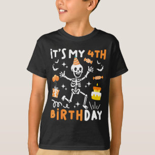 4th birthday kids funny skeleton 4th birthday T-Shirt