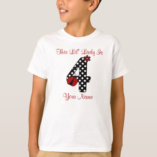 4th Birthday Ladybug Personalized T_shirt