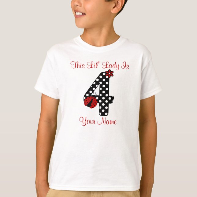 4th Birthday Ladybug Personalized T-shirt (Front)
