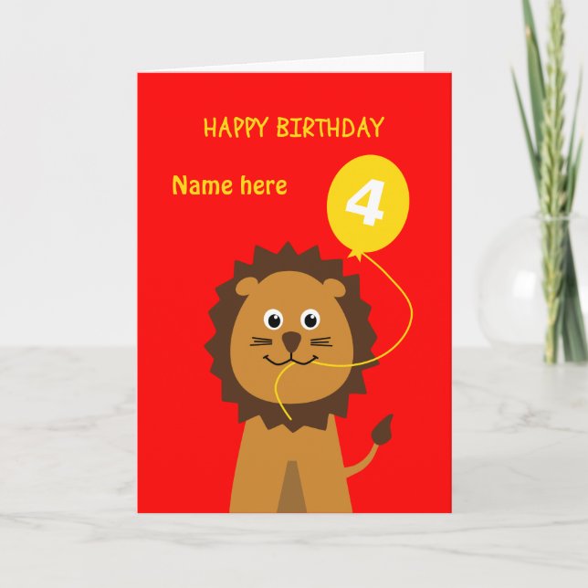 4th birthday lion card (Front)