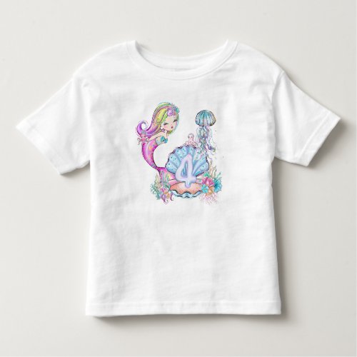 4th Birthday Mermaid  Toddler T_shirt