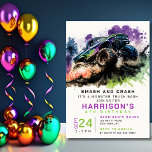 4th Birthday Monster Truck Smash Crash Kids Invitation<br><div class="desc">4th Birthday Monster Truck Smash Crash Kids Invitation Invite Printable Instant Download Digital Einvitation Evite features a watercolor monster truck driving through the dirt with the text "Smash and Crash it's a monster truck bash" in modern typography script. Perfect for kids fourth birthday party celebrations. Send in the mail and...</div>