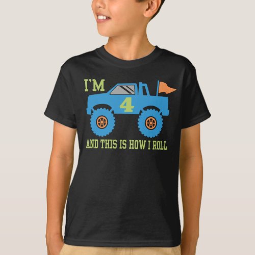 4th Birthday Monster Truck T_Shirt