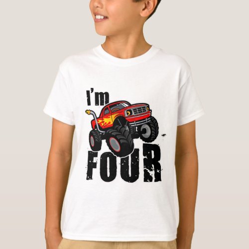 4th Birthday Monster Truck T_Shirt