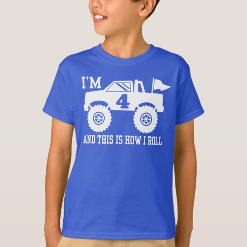 4th Birthday Monster Truck T_Shirt