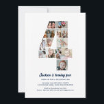 4th Birthday Number 4 Custom Photo Collage Invitation<br><div class="desc">Celebrate your little one's momentous 4th Birthday with this cute invitation. It's a personalized photo collage invite that allows you to create a truly unique and memorable design. This customizable template lets you insert your own cherished photos, capturing the precious moments of your baby's year. This invitation is perfect for...</div>