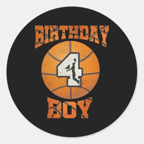 4th Birthday Outfit Boy Basketball Four 4 Year Old Classic Round Sticker
