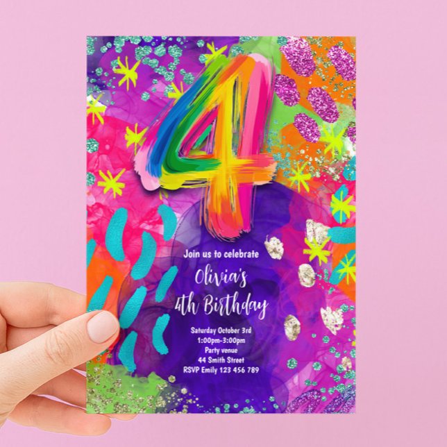 4th Birthday Painting Party Invitation (Creator Uploaded)