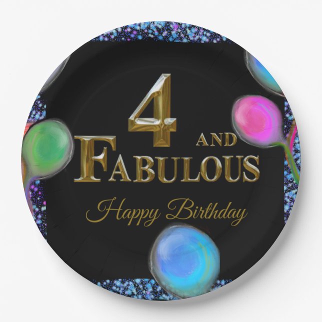 4th  Birthday  Paper Plates (Front)