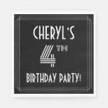 [ Thumbnail: 4th Birthday Party: Art Deco Style + Custom Name Napkins ]