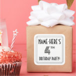 [ Thumbnail: 4th Birthday Party: Art Deco Style + Custom Name Sticker ]