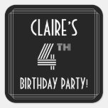 [ Thumbnail: 4th Birthday Party: Art Deco Style & Custom Name Sticker ]