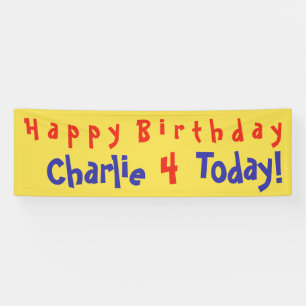 4th Birthday Party Banner with Name and Age