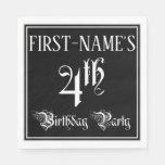[ Thumbnail: 4th Birthday Party — Fancy Script + Custom Name Napkins ]