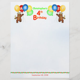 4th Birthday Party Royal Bear Scrapbook Paper 2
