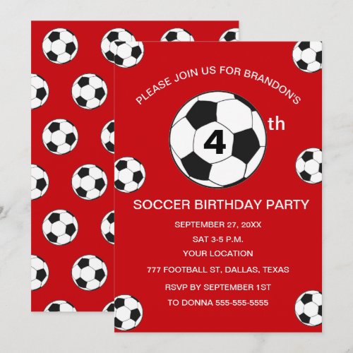 4th Birthday Party Soccer Red Boys Sports