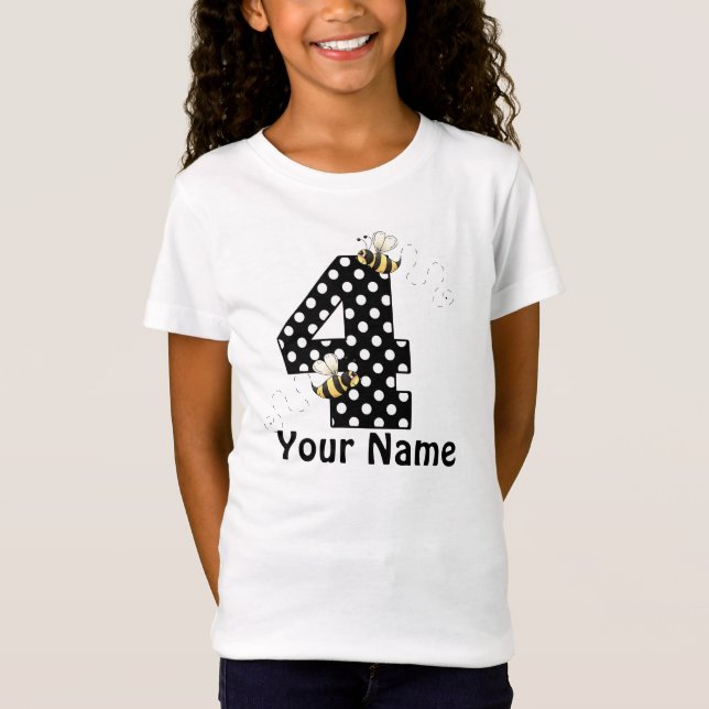 4th Birthday Personalized Bumble Bee T-shirt (Front)