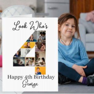 4th Birthday Photo Collage custom Keepsake Card