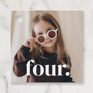 4th Birthday Photo - four Favor Tags