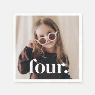 4th Birthday Photo - four Napkins