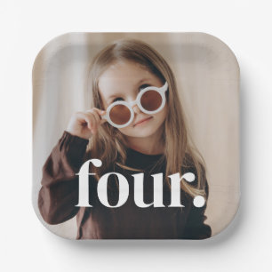 4th Birthday Photo - four Paper Plates