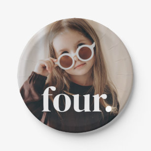 4th Birthday Photo - four Paper Plates