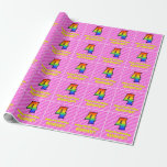 [ Thumbnail: 4th Birthday: Pink Stripes & Hearts, Rainbow # 4 Wrapping Paper ]