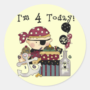 4th Birthday Pirate Tshirts and Gifts Classic Round Sticker